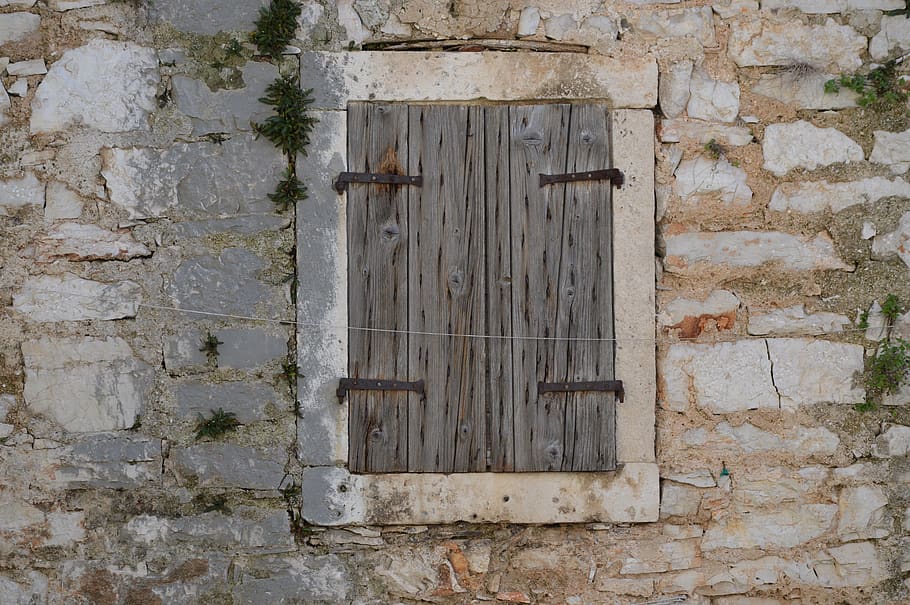 stone, dalmatia, old, rustical, croatia, window, built structure, door, architecture, wall - building feature