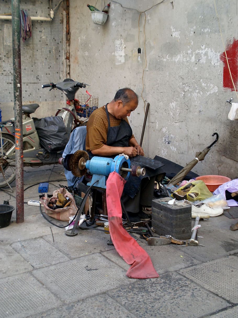 Shanghai, Workshop, Man, one man only, repairing, work tool, full length, only men, adults only, one person