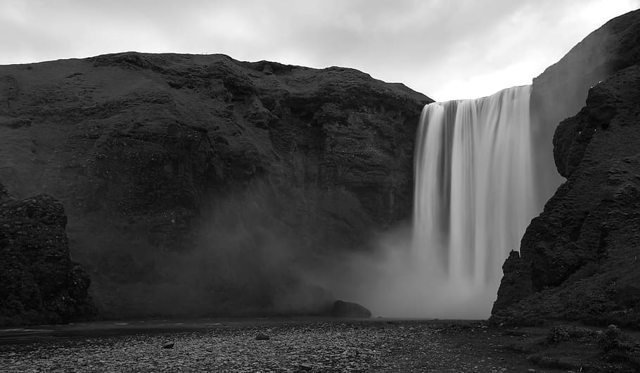 islandia, air terjun, pemandangan, mimpi, reykjavik, Scenario - alam, keindahan di alam, air, gunung, batu