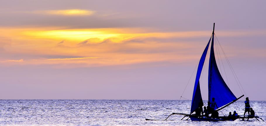 sunset, sailing, boat, sea, ocean, sailboat, yachting, philippines, sky, water