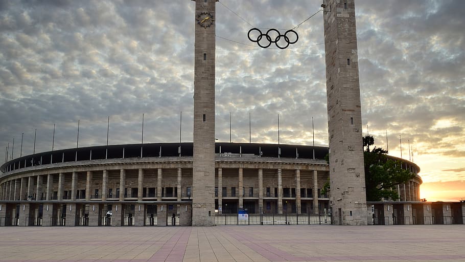 berlin, olympic, stadium, germany, architecture, sky, cloud - sky, built structure, building exterior, building