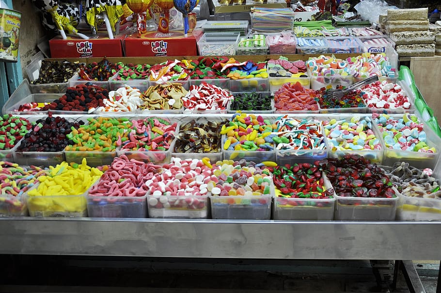 caramelos, jerusalén, gominolas, caramelos agrios, israel, venta minorista, elección, variación, para la venta, alimentos