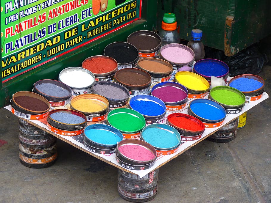 color, farbpulver, ink cup, paint, coloring, bright, colorful, color powder, yellow, orange