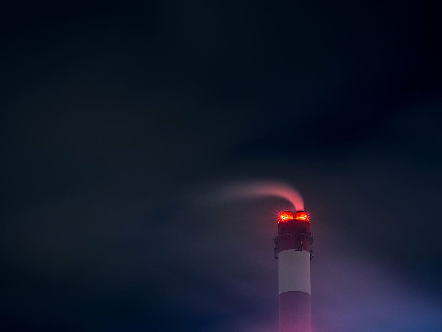 lighthouse, black, sky, night, red, white, metal, bar, siren, top