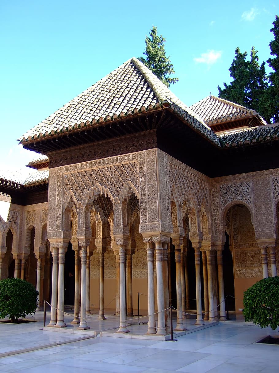 Alhambra, Granada, Andalusia, Spain, patio, lions, architecture, building Exterior, palace, outdoors
