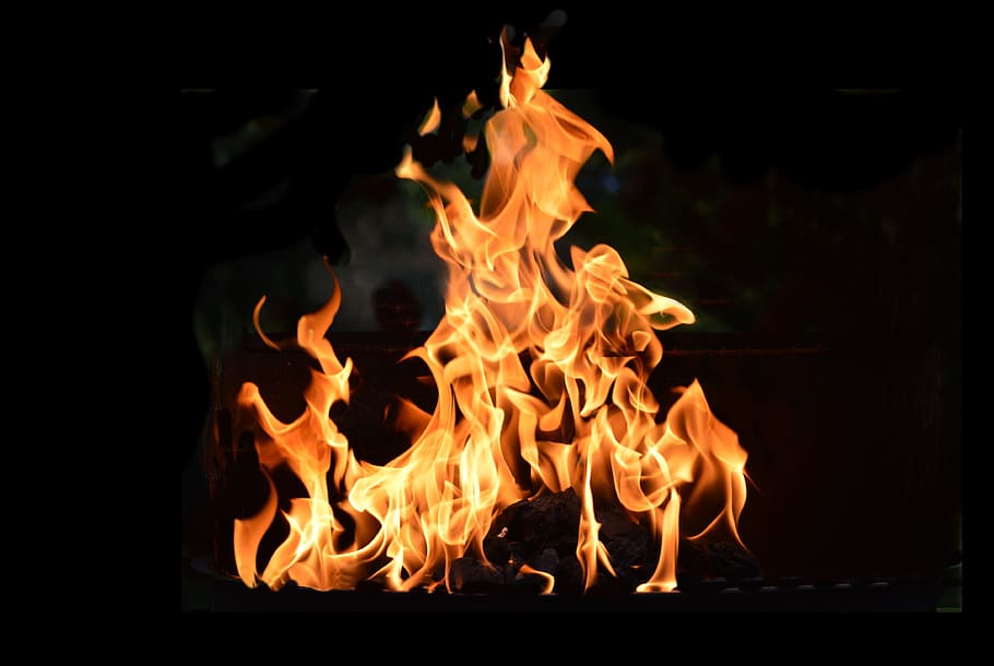 bonfire, closeup, photography, fire, flame, fiery, blaze, hot, red, light