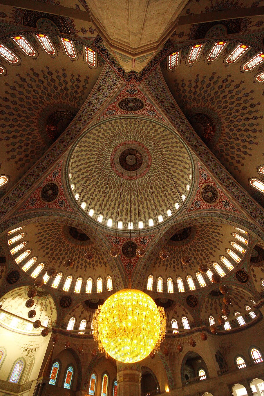 cami, light, chandelier, lighting, bulb, night, islam, the minarets, religion, city ​​center