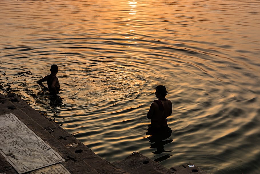 Índia, Ganges, ablução, rio, nascer do sol, águas, reflexão, lavagem, religião, hinduísmo