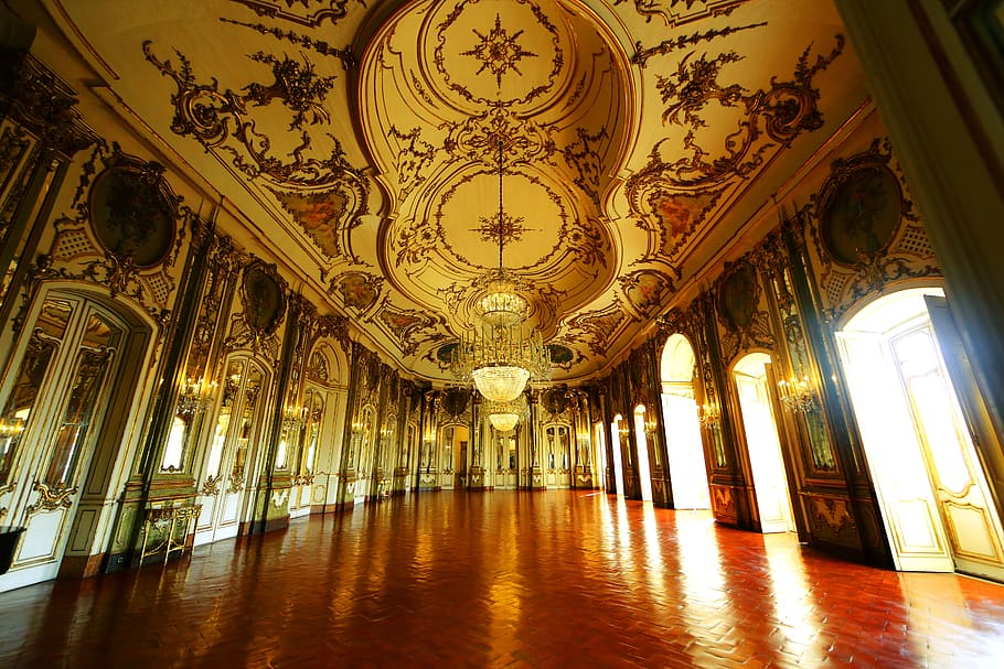portugal, queluz, palace, architecture, hall, ballroom, landmark, europe, history, luxury