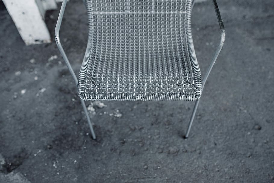 silla de comedor de metal, Retro, metal, silla de comedor, vintage, mínimo, limpio, silla, viejo, al aire libre