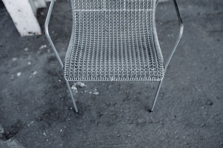 vintage, minimal, clean, old, Retro, Metal, Dining, Chair, day, close-up