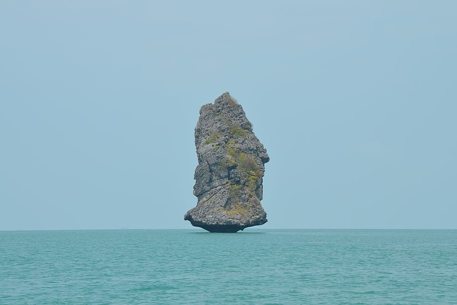 rock formation, body, water, close up, island, james bond island, rock, thailand, landscape, seascape