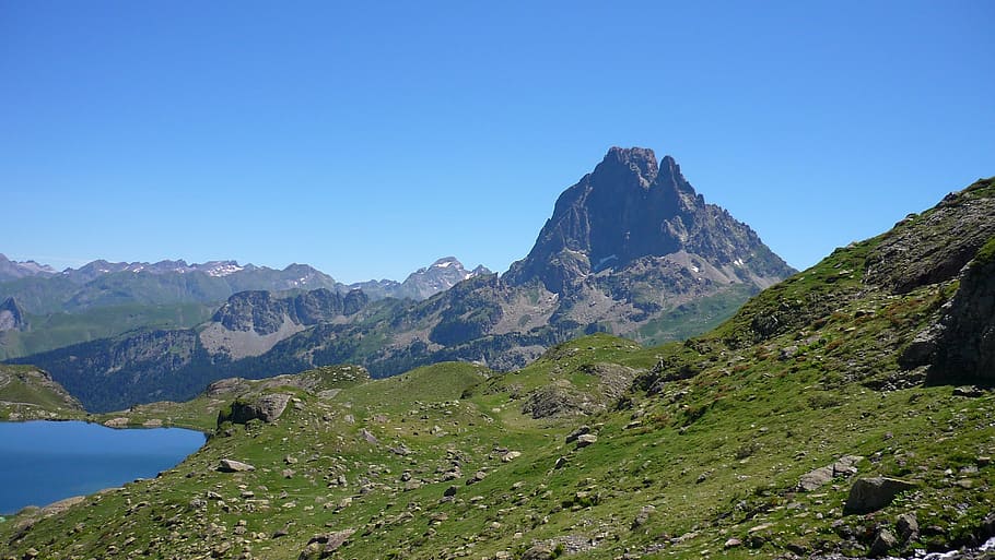 mountain, pyrénées, france, lake, landscape, high mountain, hiking, sky, national park, trail