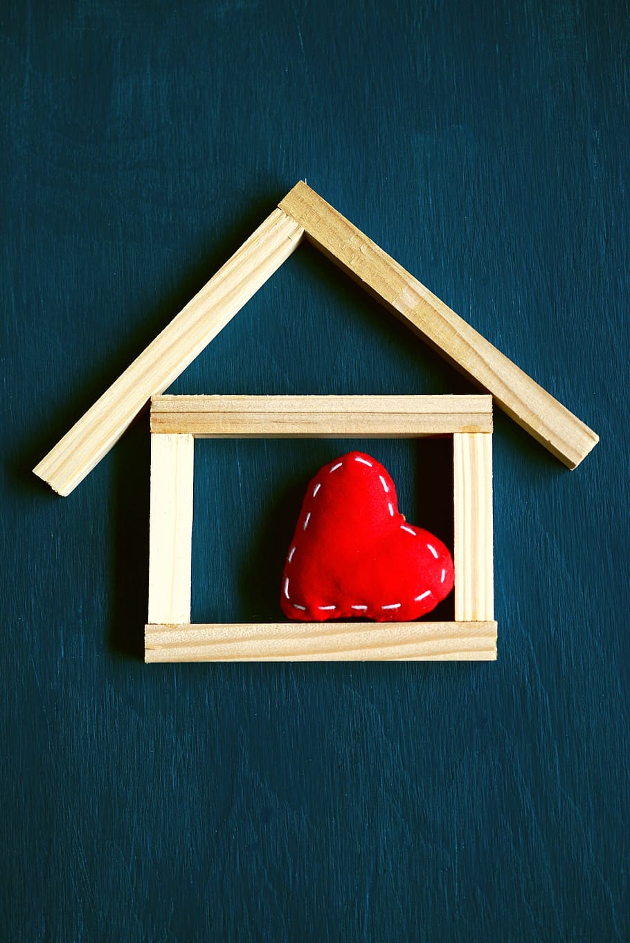 casa, em casa, símbolo, coração, amor, construir, viver, casa à venda, imóveis, madeira - material