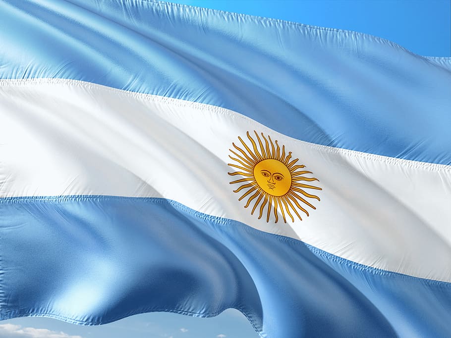 클로즈업 사진, 파랑, 흰색, 깃발, 국제, 아르헨티나, 푸른, 닫다, 노랑, 아니 사람