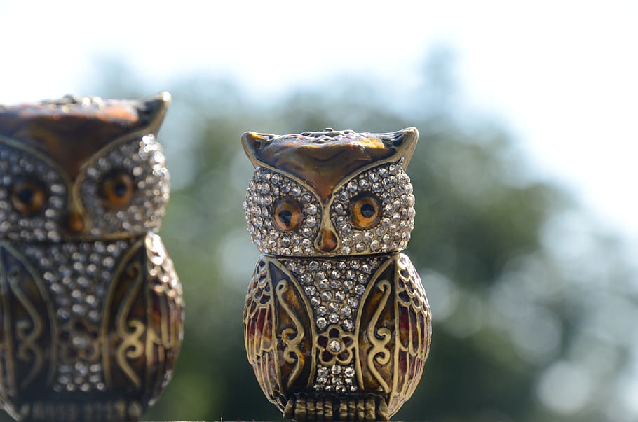 Owl, Toy, Stones, Souvenir, Bird, Macro, statuette, gift, close-up, focus on foreground