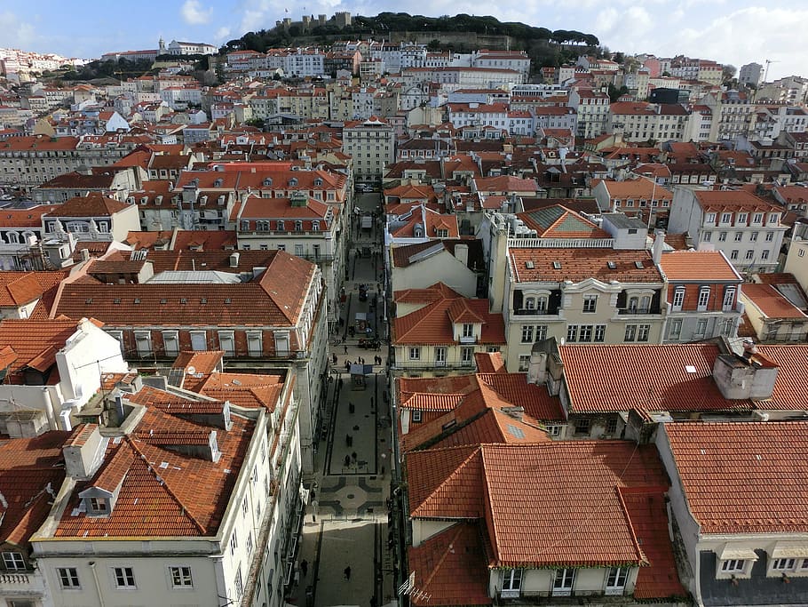 Lisbon, portugal, atap, kota tua, kota, Lisboa, arsitektur, struktur yang dibangun, eksterior bangunan, bangunan