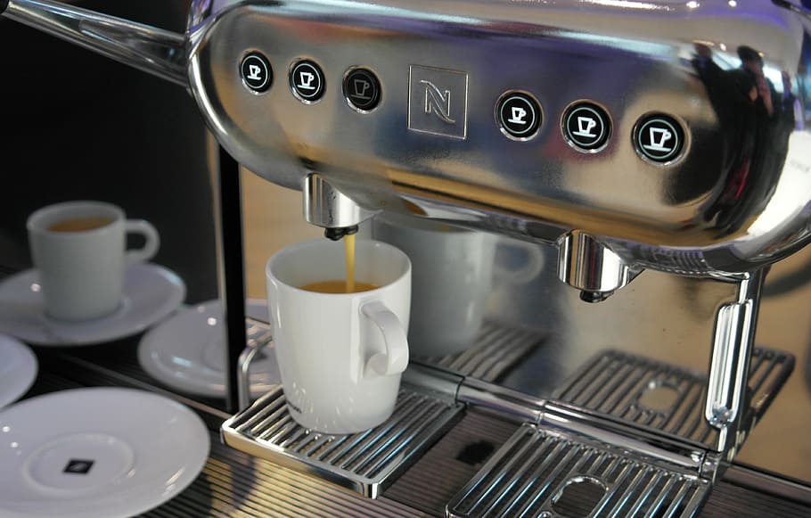 グレー, ネスプレッソ, ステンレス, スチール製エスプレッソメーカー, コーヒー, 機械, お茶, 自動, カフェイン, コーヒーマグ