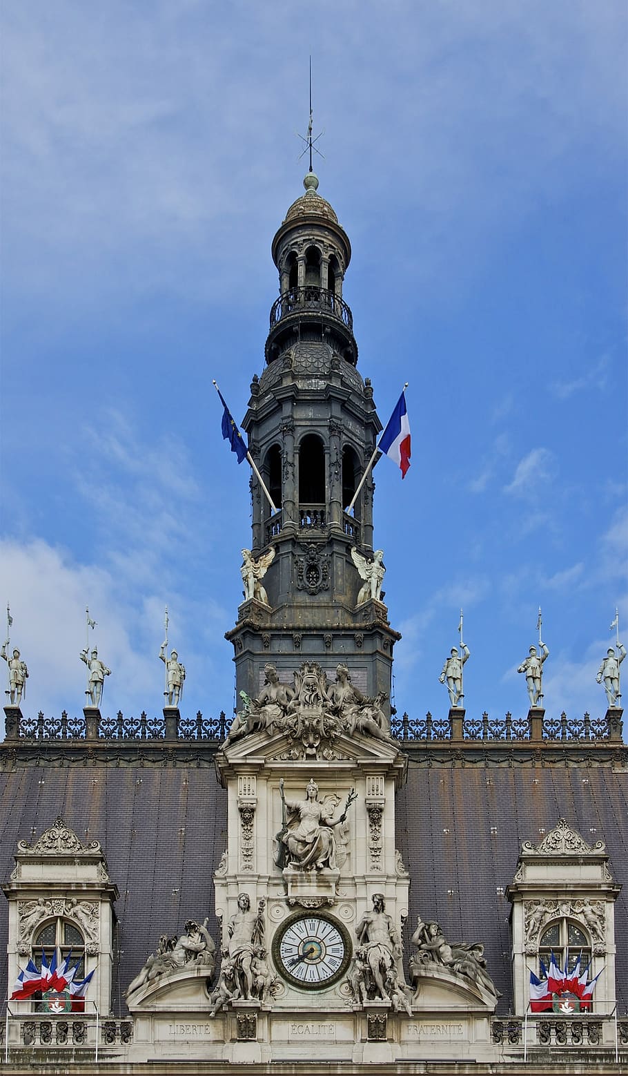 turret, city hall, paris, tower, architecture, monument, building, france, building exterior, built structure