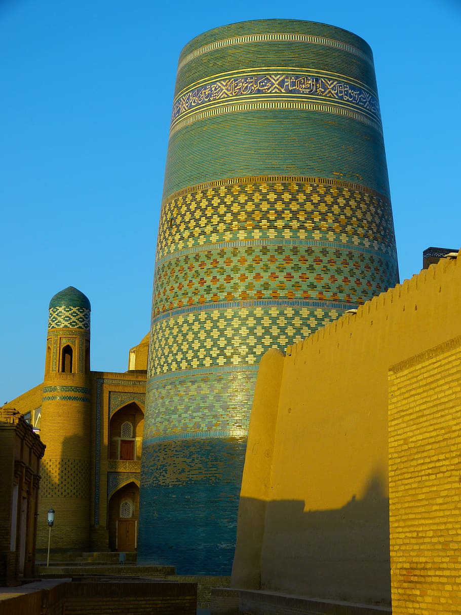 khiva, morning, kalta minor, short minaret, morgenstimmung, uzbekistan, architecture, built Structure, building Exterior, building
