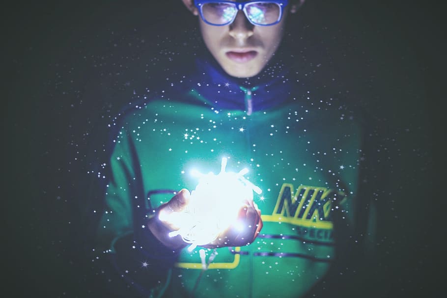 lights, people, man, eyeglasses, nike, green, christmas lights, photography, one person, real people