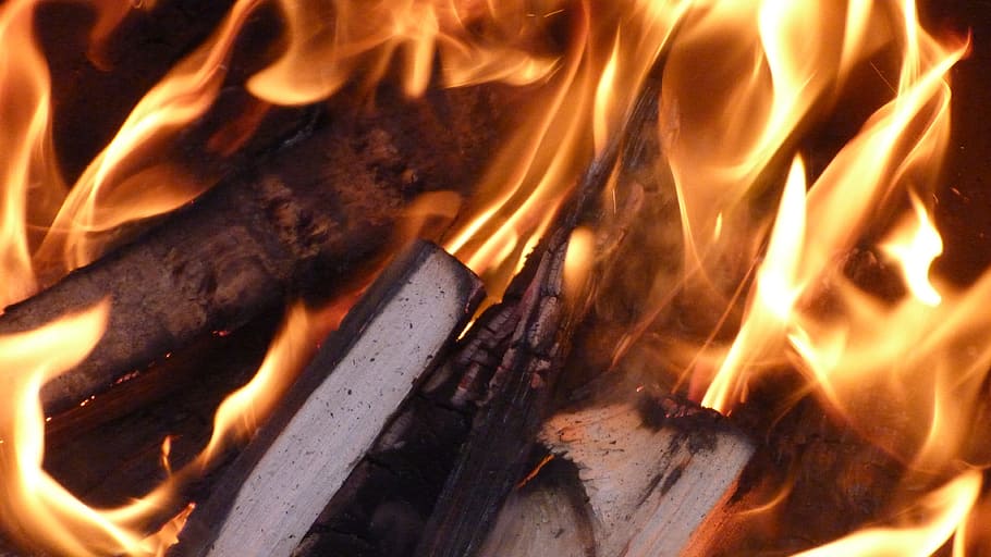 Fuego, llama, quemadura, luz de fuego, calor, madera, calor - temperatura, ardor, peligro, humo - estructura física