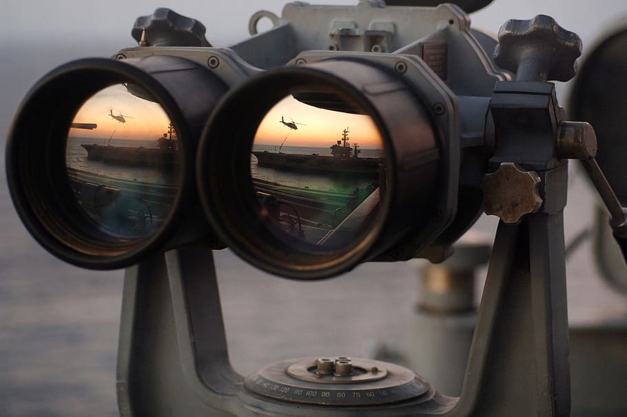 black binoculars, binoculars, see, watch, espionage, spy, navy, recognize, removed, war