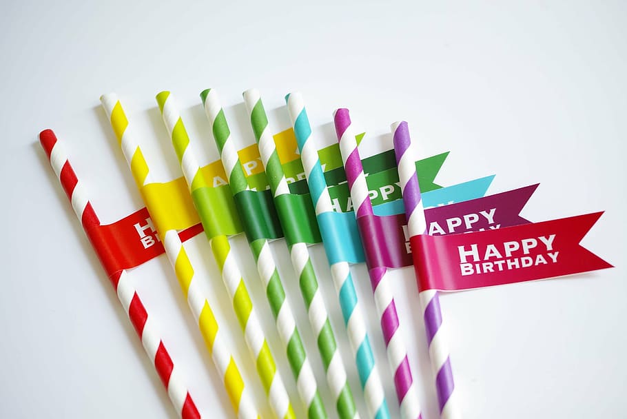 multicolored, happy, birthday wrapper, drinking straw, color eyedropper, rainbow, color, party straws, multi colored, large group of objects