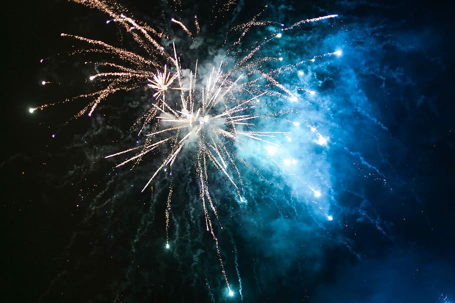 novo, ano, véspera / ano novo, 2015, véspera de ano novo, Silvester, fogos de artifício, 2016, 4 de julho, azul