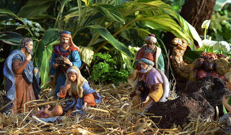 nativity scene, set, nativity, jesus, manger, christmas, religion, religious, christianity, christ