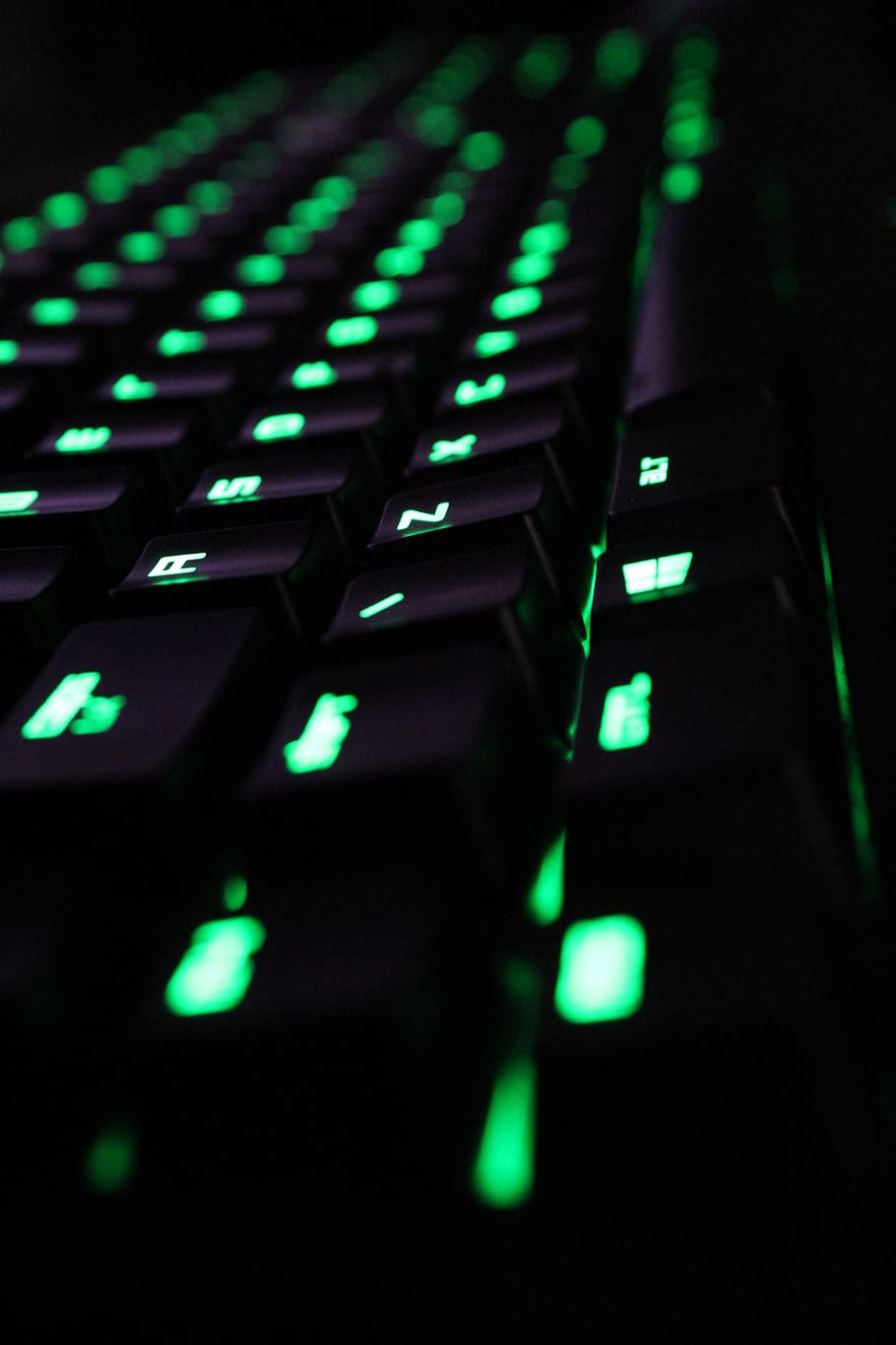 keyboard, computer, razer, green, dark, technology, computer equipment, indoors, communication, close-up