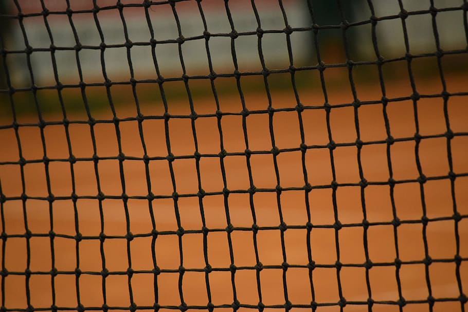 tennis, network, sport, tape, red earth, orange color, sunset, full frame, net - sports equipment, backgrounds