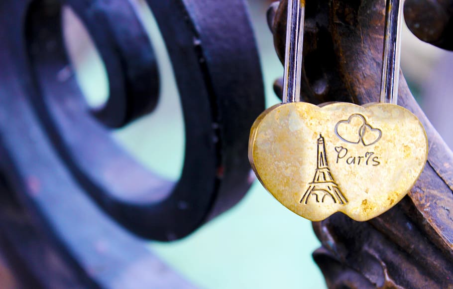 Paris, Locker, Love, Bridge, France, romance, valentine, heart, metal, romantic