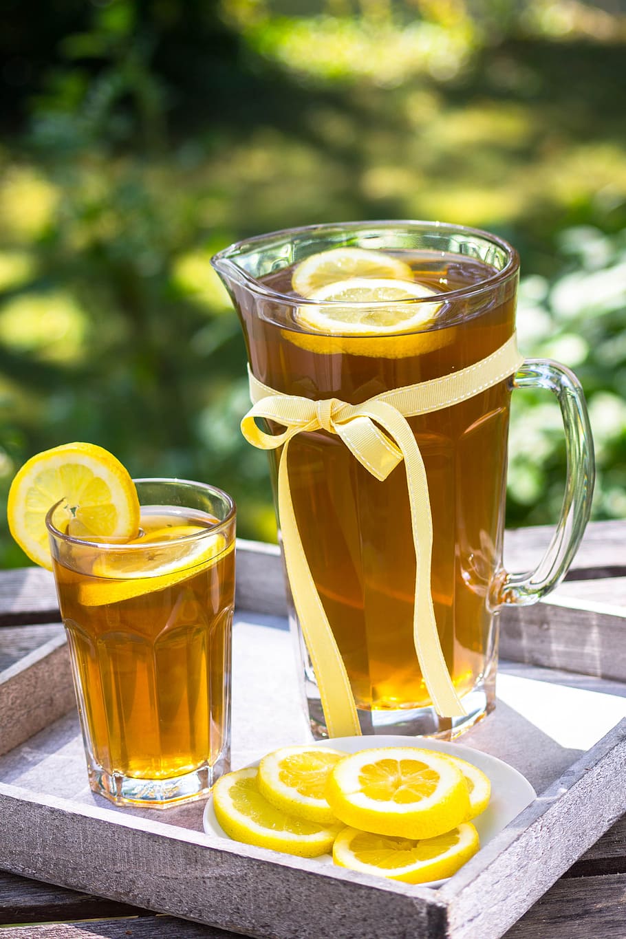 clear, glass pitcher, tea, inside, daytime, ice tea, summer, lemon, food and drink, refreshment