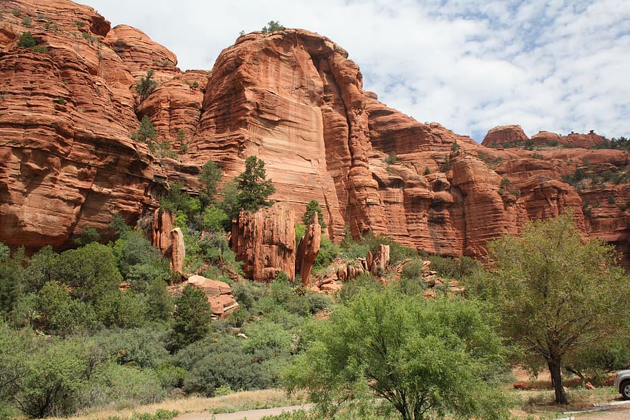 usa, arizona, sedona, cliff, red rocks, rock, rock - object, rock formation, solid, geology