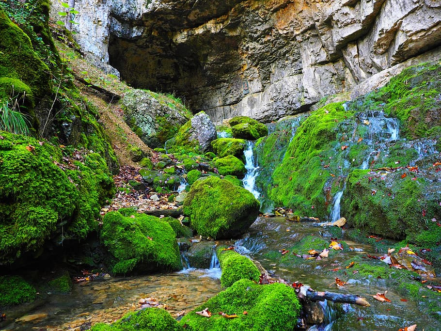 Elsach, rio, caverna, caverna de Falkensteiner, Baden Württemberg, Albânia da Suábia, Stetten grave, Urach ruim, caverna da água, Karst