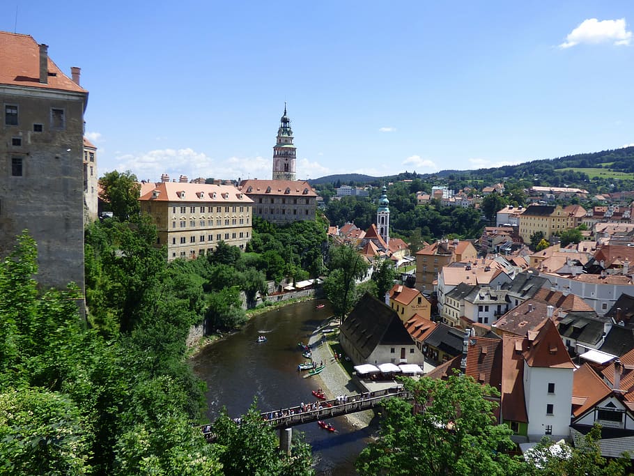 castelo, vista, monumentos, panorama da cidade, rio, república checa, turismo, monumento, arquitetura, passeio