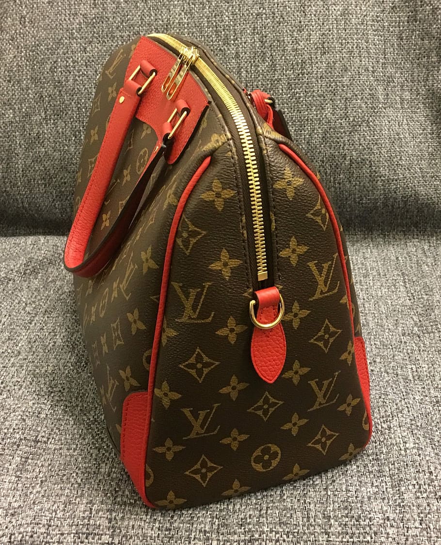 Handbag, Bag, Vuitton, Monogram, time, indoors, red, clock, sport, still life