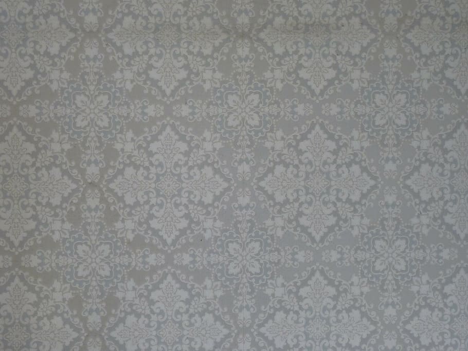 gray floral textile, wallpaper, old, sixties, seventies, wall, texture, pattern, backgrounds, full frame