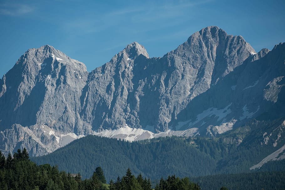 Alpino, montañas, roca, imponente, paisaje, naturaleza, cumbre, austria, empinado, pared sur