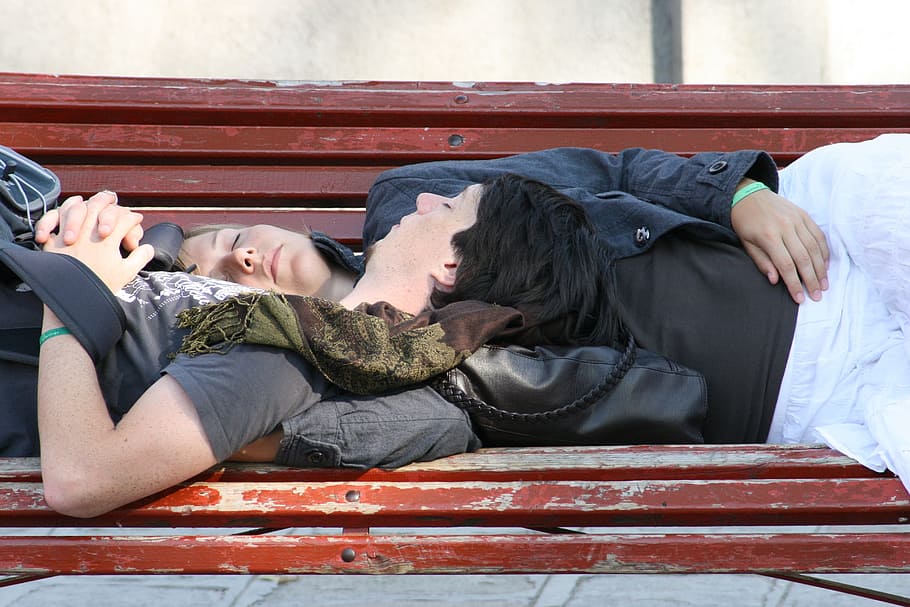 italy, venezia, murano, sleep, couple, bench, a pair of, love, lying down, young adult