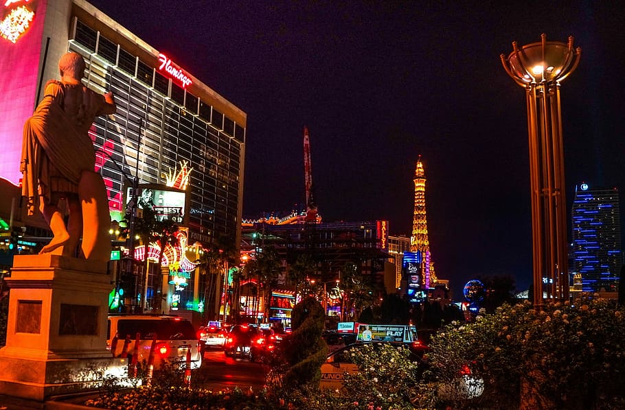 Las Vegas Skyline at night. The Las Vegas skyline with illuminated casinos  and r , #AFFILIATE, #Skyline, #night, #Las,…