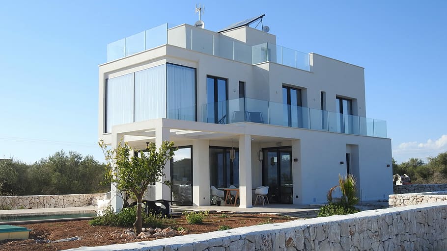 white, concrete, 2-storey, 2- storey house, Sa, Mallorca, Balearics, sa rapita, the balearics, construction