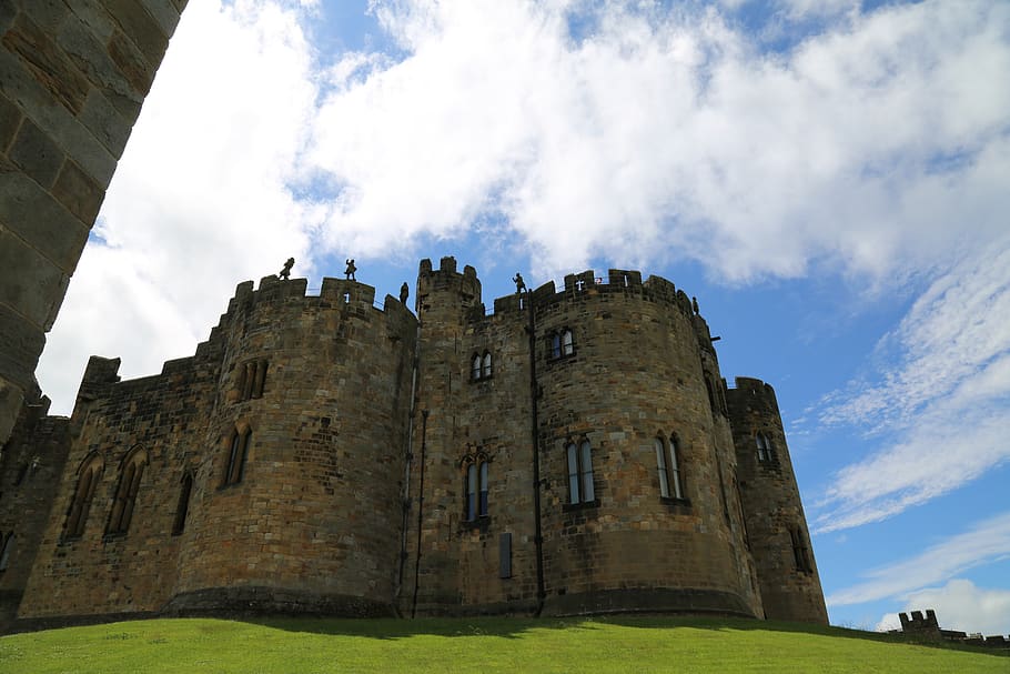 castle, alnwick castle, alnwick, england, northumberland, harry potter, ancient, the past, history, sky