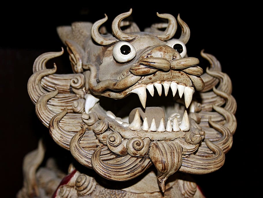 dragon, monster, mythical creatures, creature, china, sculpture, stone figure, statue, art, artwork