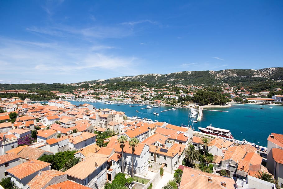croatia, city, historic center, nature, sea, water, panorama, building, island, historically