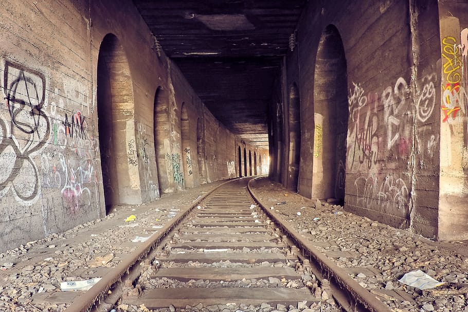 marrón, ferrocarril, dentro, túnel, lugares perdidos, gleise, vía férrea, parecía, túnel ferroviario, antiguo