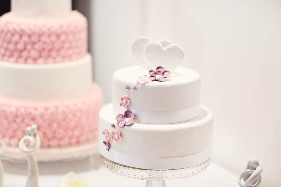 white fondant cakes, wedding cake, debut, cake, white cake, pink cake, wedding, dessert, pink Color, luxury
