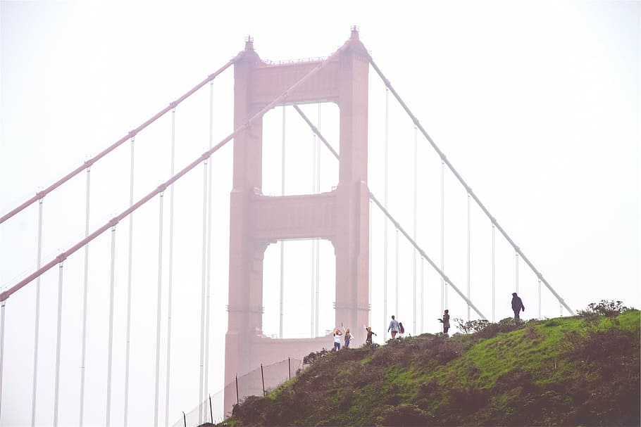 ゴールデンゲートブリッジ, サンフランシスコ, 建築, 人々, 丘, 吊り橋, 橋-人工構造, uSA, 有名な場所, サンフランシスコ郡