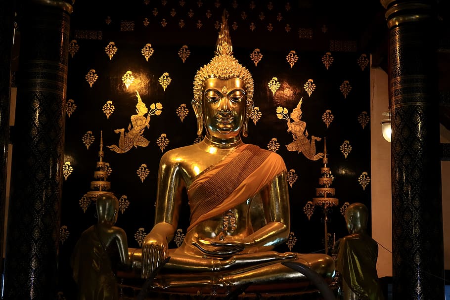 Gautama de oro estatua de Buda, estatua de Buda, meditación, budismo, una peregrinación, paz, Asia, Tailandia, histórico, Buda